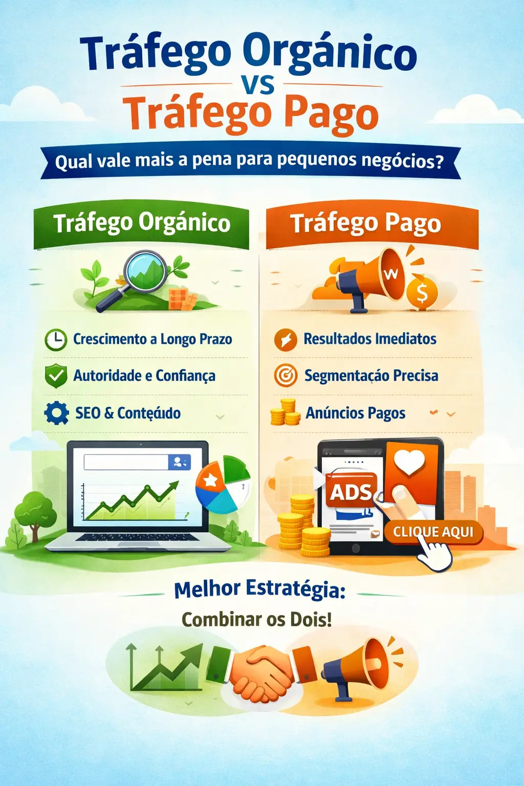Tráfego orgânico vs tráfego pago: qual vale mais a pena para pequenos negócios