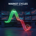 Ciclos de mercado financeiro: gráfico identificando topos e fundos e fases de acumulação