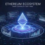 Ecossistema Ethereum mostrando o funcionamento de contratos inteligentes e finanças descentralizadas